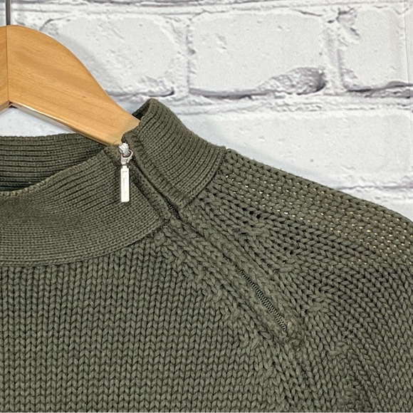 Vintage Talbots Cable Knit Mock Neck Sweater Womens Size Small Green Zip - Picture 4 of 15